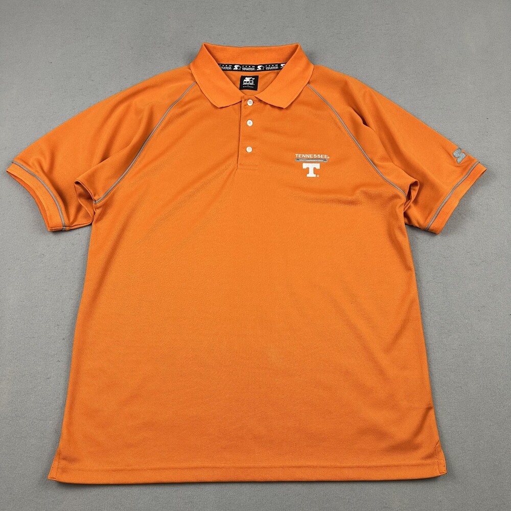 Tennessee Volunteers Polo Shirt Men Large Orange Solid Starter Embroidery NCAA L
